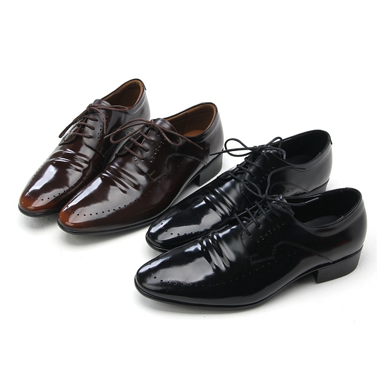 Mens punching brown cow leather wrinkles urethane sole lace up Dress ...