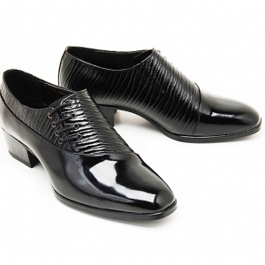 Mens black leather side Lace Up shoes