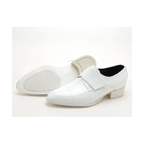 Mens white synthetic leather slip on dress shoes