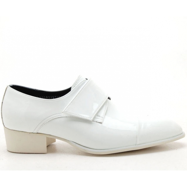 Mens white synthetic leather slip on dress shoes
