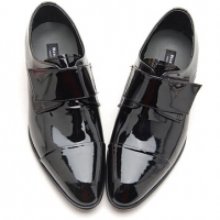 Mens black velcro synthetic leather slip on dress shoes made in KOREA US 5.5 - 10