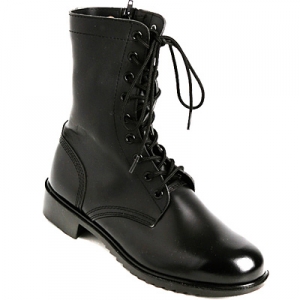 black leather military boots mens