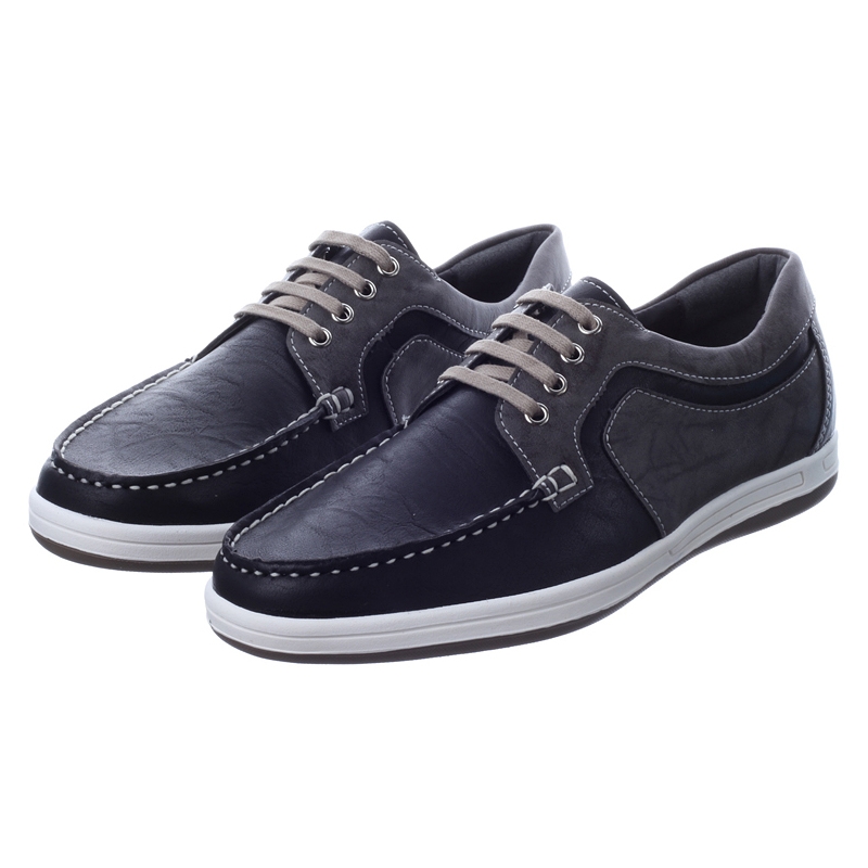 Mens black synthetic leather non-slip rubber sole lace up sports