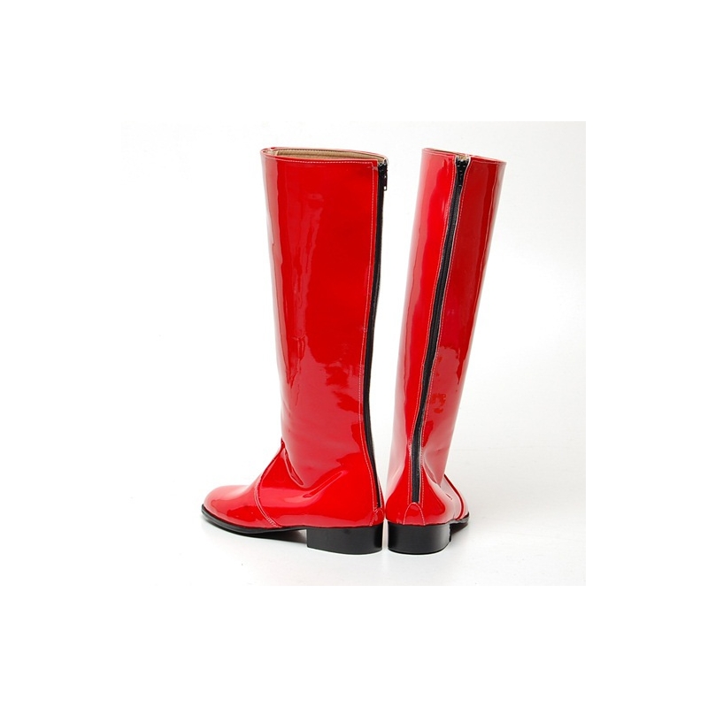 Men's Glossy Red knee high Boots