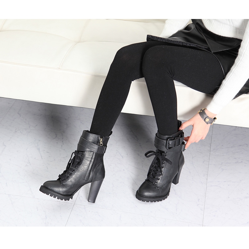 Women's combat sole high heel ankle boots