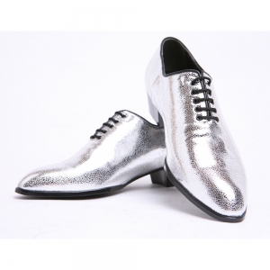 glitter silver high heels oxfords