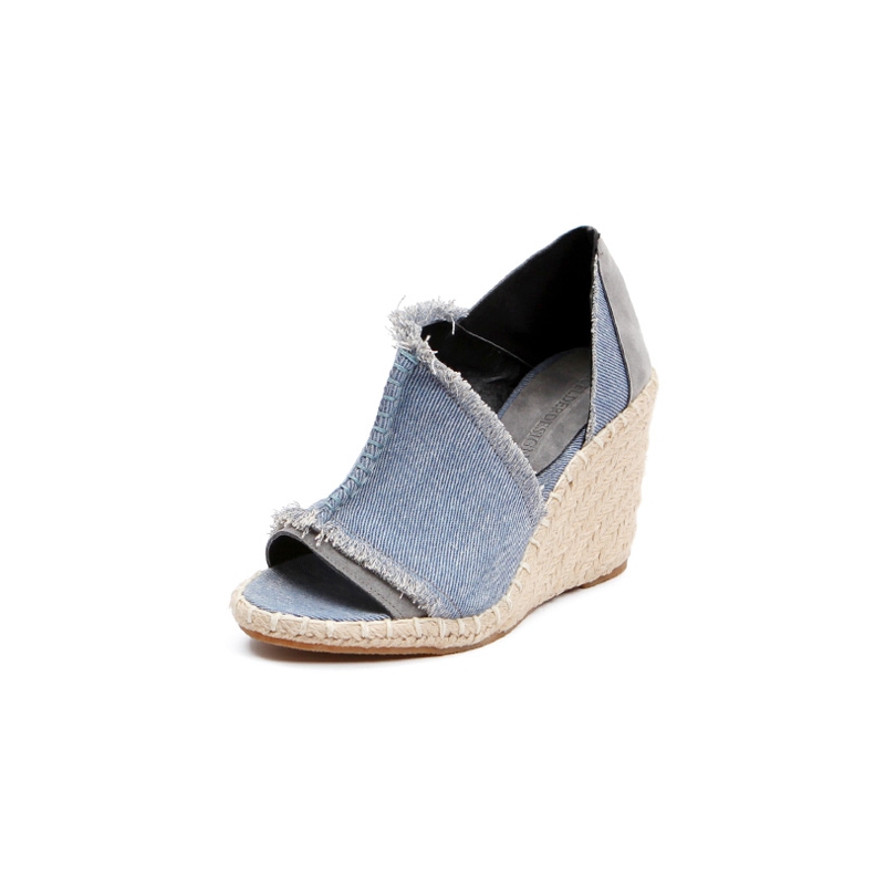 blue jean wedge shoes