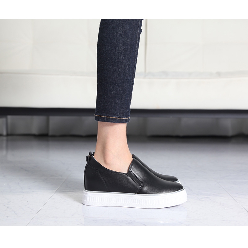 JOYFEEL Womens Wedge Sneaker Shoes Side Zipper Platform Ankle Booties Faux Leather Round Toe Non-Slip Casual Walk Shoe 