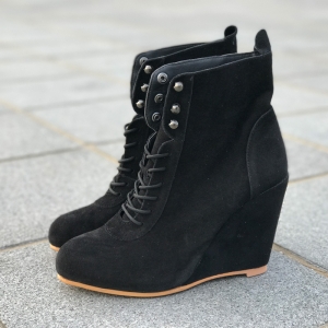 lace up wedge heel boots