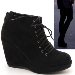 wedge heel lace up bootie