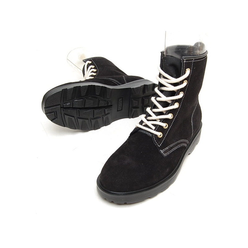 black boots with white laces