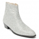 Men's Glitter Silver Western zipper Mid-Calf Ankle Boots