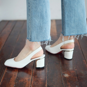 square toe slingback bold heels sandals 