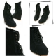 real suede celebrity womens high wedge lace up ankle booties black