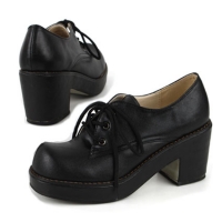 womens wear with oxford shoes celebrity lace up low heel enamel black