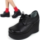 womens rock chic high platform chunky heels sling back black sandals 