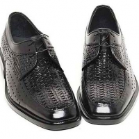 Mens black real Leather mesh punching dress shoes made in KOREA US 5.5 - 10