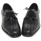 Mens black real Leather mesh Lace Up dress shoes made in KOREA US 5.5 - 10