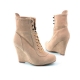 Urban Explore synthetic leather & faux suede Lace up Buckle  Platform High Heels Ankle combat boots