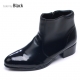 Mens round toe side zip low heel ankle boots