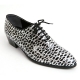 Men's silver black dot pattern Lace Up high heel Dress shoes made in Korea