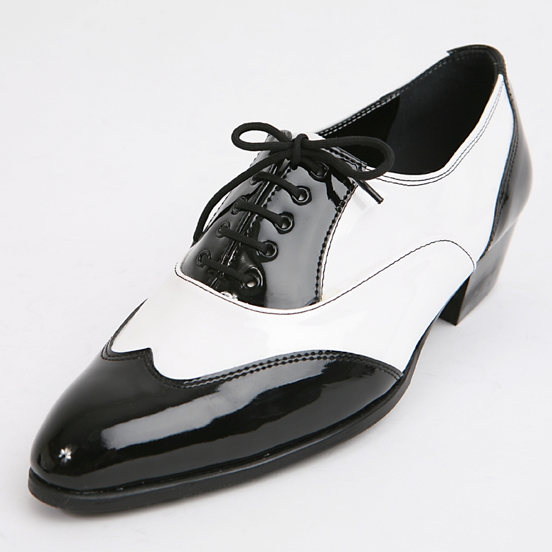 Mens made by hand black & white wing tip oxfords 1.77 inch heels Dress ...