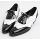 Men's black & white wingtip Lace Up high heel Dress shoes made in KOREA