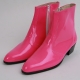 Mens inner real leather western glossy pink side zip high heel ankle boots made in KOREA US5.5-10.5