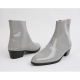 Mens inner real leather western glossy Gray side zip high heel ankle boots made in KOREA US5.5-10.5