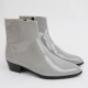 Mens inner real leather western glossy Gray side zip high heel ankle boots made in KOREA US5.5-10.5