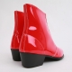Mens inner real leather western glossy Red side zip high heel ankle boots made in KOREA US5.5-10.5