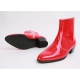 Mens inner real leather western glossy Red side zip high heel ankle boots made in KOREA US5.5-10.5