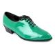 Mens round toe glossy Green dance lace up oxfords high heel dress shoes by Korea