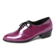 Mens round toe glossy Purple dance lace up oxfords high heel dress shoes by Korea