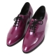 Mens round toe glossy Purple dance lace up oxfords high heel dress shoes by Korea