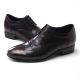 Mens wing tip real leather round toe increase height hidden insole lace up oxfords dress shoes