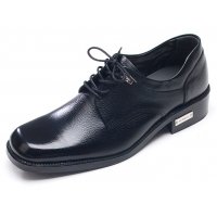 Mens square toe balck cow Leather oxfords Lace up rubber sole dress shoes US5.5-10.5 made in Korea