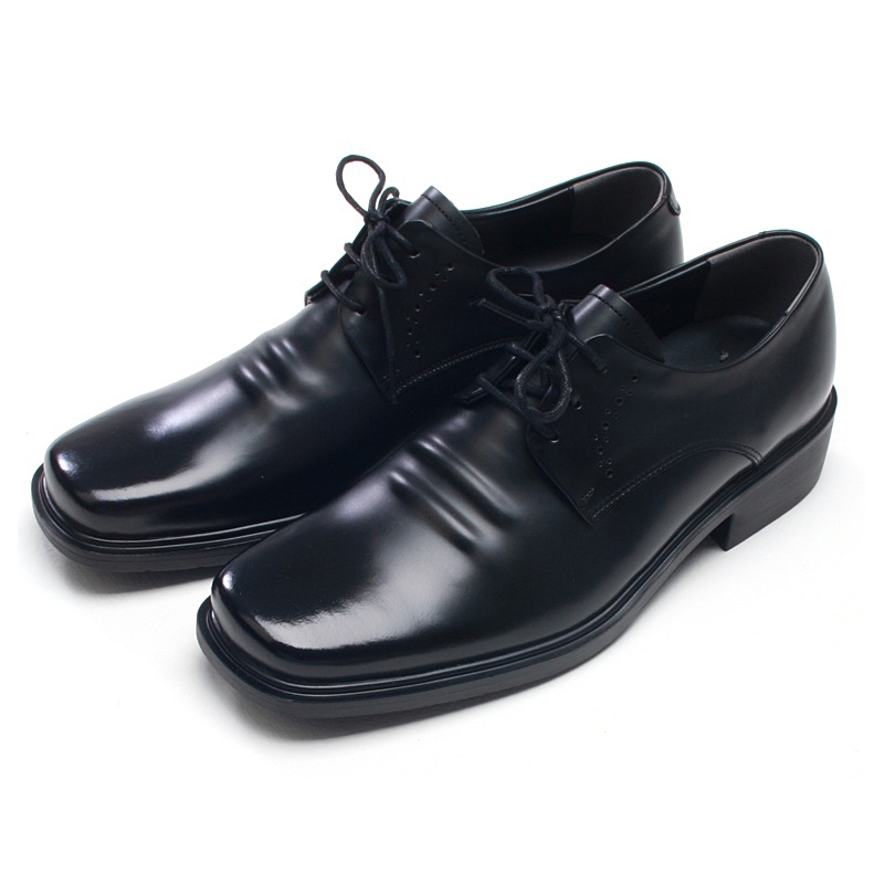 Mens square toe wrinkles cow leather Dress shoes