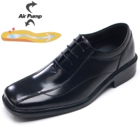 Mens square toe two line stitch air pump cow leather urethane sole lace up Dress shoes black US 5.5 - 10.5