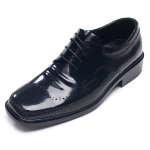 Mens square toe stitch punching leather shoes