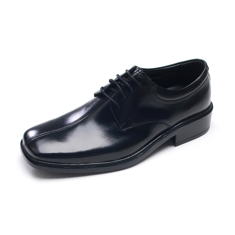 Mens square toe black leather Dress shoes