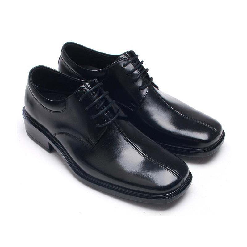 Mens square toe black leather Dress shoes