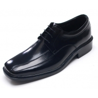 Mens square toe side line stitch black cow leather urethane sole lace up Dress shoes US 5.5 - 10.5