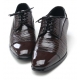 Mens straight tip geometric pattern cow leather rubber sole lace up dress shoes brown US 5.5 - 10.5