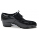 Mens straight tip geometric pattern black cow leather rubber sole lace up dress shoes US 5.5 - 10