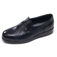 Mens round toe U line stitch black cow leather urethane sole loafers US 5.5 - 10