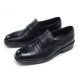 Mens u line stitch wrinkles black cow leather urethane sole loafers Dress shoes US 5.5 - 10.5