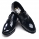 Mens round toe black cow leather rubber sole loafers US 5.5 - 10