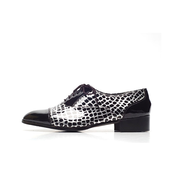 Mens synthetic leather glitter black & white Lace up Shoes