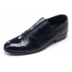 Men's chic diagonal line wrinkle black synthetic leather rubber sole loafers US 7 - 10.5